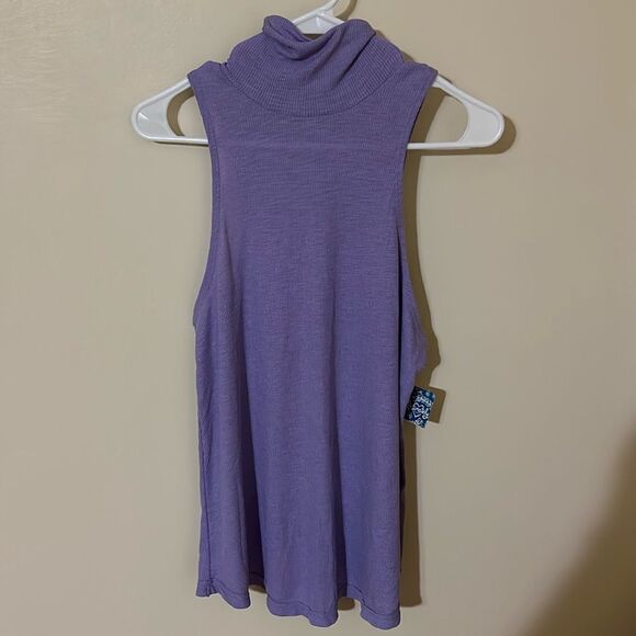 Free People Lavender Purple Turtleneck sleeveless Top size small nwt - Picture 1 of 6